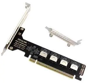 Vszerda PCI-Express 4.0 16x PCIE Detachable to Four Oculink 4X SFF-8612 SFF-8611 Internal VROC Raid0 Adapter for U.2 SSD eGPU External Graphics Card Dock Vszerda PCI-Express 4.0 16x PCIE Detachable to Four Oculink 4X SFF-8612 SFF-8611 Internal VROC Raid0 Adapter for U.2 SSD eGPU External Graphics Card Dock
