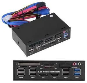 Internal Card Reader, 5.25inch Media Dashboard Front Panel Audio, All-in-1 Card Reader with USB3.0/2.0 HUB eSATA SATA Multi Card Reader(M2 / TF/SD/MMC/MS/CF) Internal Card Reader, 5.25inch Media Dashboard Front Panel Audio, All-in-1 Card Reader with USB3.0/2.0 HUB eSATA SATA Multi Card Reader(M2 / TF/SD/MMC/MS/CF)