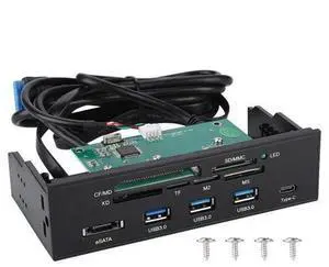 Internal Card Reader, 5.25inches USB 3.0 Interface Multifunction Internal Card Reader Dashboard PC Front Panel with eSATA and USB 3.1 Port, Support M2, MSO, Memory, MS, XD, 64G CF Card Internal Card Reader, 5.25inches USB 3.0 Interface Multifunction Internal Card Reader Dashboard PC Front Panel with eSATA and USB 3.1 Port, Support M2, MSO, Memory, MS, XD, 64G CF Card