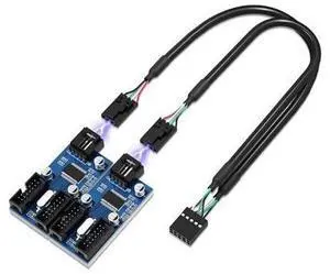 Motherboard USB 2.0 9Pin Header 1 to 4 Extension Splitter Adapter Converter USB 2.0 Male to 4 9-Pin Internal Cable Motherboard USB 2.0 9Pin Header 1 to 4 Extension Splitter Adapter Converter USB 2.0 Male to 4 9-Pin Internal Cable