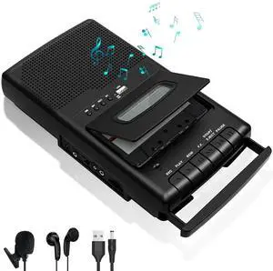 Portable Cassette Player and Recorder Converter, Convert Cassette to Digital & Save to USB Drive, Audio Tape Recorder with Retractable Handle, Independent Microphone, Built-in Speaker Portable Cassette Player and Recorder Converter, Convert Cassette to Digital & Save to USB Drive, Audio Tape Recorder with Retractable Handle, Independent Microphone, Built-in Speaker