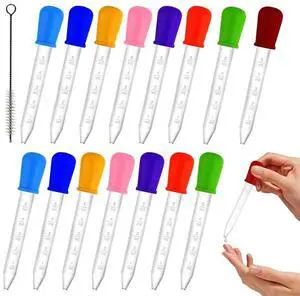 Silicone 16 PCS Liquid Droppers, 5 Ml Clear Eye Drop Dispenser for Kids, Silicone& Plastic Pipette Set Silicone 16 PCS Liquid Droppers, 5 Ml Clear Eye Drop Dispenser for Kids, Silicone& Plastic Pipette Set