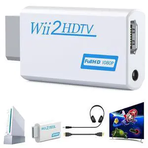 Wii to HDTV Converter, Wii to HDTV Adapter with 1080P/720P HD Output Video & 3.5mm Jack Audio Converter Adapter, Supports All Wii Display Modes (Withe), WII2HD Wii to HDTV Converter, Wii to HDTV Adapter with 1080P/720P HD Output Video & 3.5mm Jack Audio Converter Adapter, Supports All Wii Display Modes (Withe), WII2HD