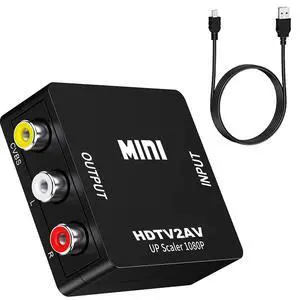 HDTV(19-Pin Port) to RCA Adapter,AV HD Audio Video Converter,1080P Mini RCA Composite CVBS Audio Video Converter Supports PAL/NTSC Compatible with PC/Laptop/Xbox/TV/Roku/Fire Stick (Black) HDTV(19-Pin Port) to RCA Adapter,AV HD Audio Video Converter,1080P Mini RCA Composite CVBS Audio Video Converter Supports PAL/NTSC Compatible with PC/Laptop/Xbox/TV/Roku/Fire Stick (Black)