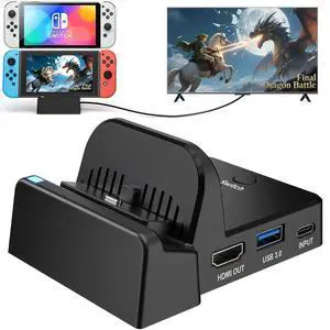 TV Docking Station for Nintendo Switch/OLEDPortable Charging TV Dock Station with 4K HDMI Adapter/Type C Data Port/USB 3.0 PortReplacement for Official Nintendo Switch Dock TV Docking Station for Nintendo Switch/OLEDPortable Charging TV Dock Station with 4K HDMI Adapter/Type C Data Port/USB 3.0 PortReplacement for Official Nintendo Switch Dock