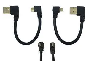 15cm 6inch Micro USB Short Cable Combo Gold Plated Left & Right Angle Micro USB 5 Pin Male to USB 2.0 Type A Left Angle Male Data Sync and Charge Cable (2-Pack) 15cm 6inch Micro USB Short Cable Combo Gold Plated Left & Right Angle Micro USB 5 Pin Male to USB 2.0 Type A Left Angle Male Data Sync and Charge Cable (2-Pack)