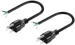 2Pack 18 Gauge 3 Prong Heavy Duty Replacement Power Supply Cord Cable 13A 110V 115V 120V Pigtail, NEMA 5-15P Male Plug to 3 Prong Open Pigtail Wire 18AWG - 2PCS 2Pack 18 Gauge 3 Prong Heavy Duty Replacement Power Supply Cord Cable 13A 110V 115V 120V Pigtail, NEMA 5-15P Male Plug to 3 Prong Open Pigtail Wire 18AWG - 2PCS