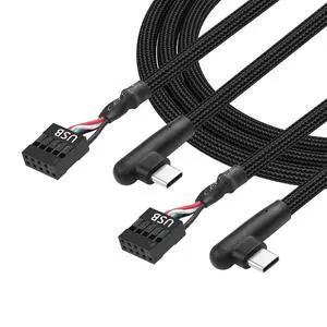 9 Pin USB Motherboard Female Header to USB C Adapter Cable, 90 Degree Angle Type C Male to 9Pin Motherboard Serial Female 24AWG Extender Converter Braided Cable (2-Pack) 2FT/60CM 9 Pin USB Motherboard Female Header to USB C Adapter Cable, 90 Degree Angle Type C Male to 9Pin Motherboard Serial Female 24AWG Extender Converter Braided Cable (2-Pack) 2FT/60CM