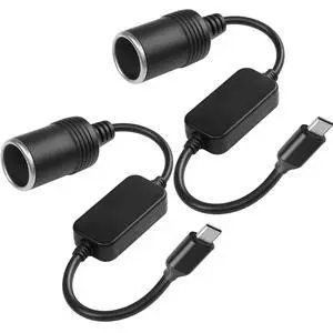 1ft USB C Male to 12V 8W Cigarette Lighter Socket Adapter Power Cable for Dash Cam, GPS, Car Led Light Strips - 2PCS 1ft USB C Male to 12V 8W Cigarette Lighter Socket Adapter Power Cable for Dash Cam, GPS, Car Led Light Strips - 2PCS