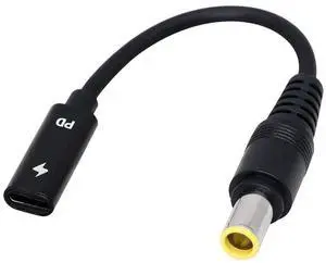 15cm 65W PD USB Type C Female Input to DC 7.9mm x 5.5mm Male Power Charging Cable for Lenovo Laptop T400 T410 T420 T500 T510 T520 T61 S230U X230 X230T(7955s) 15cm 65W PD USB Type C Female Input to DC 7.9mm x 5.5mm Male Power Charging Cable for Lenovo Laptop T400 T410 T420 T500 T510 T520 T61 S230U X230 X230T(7955s)