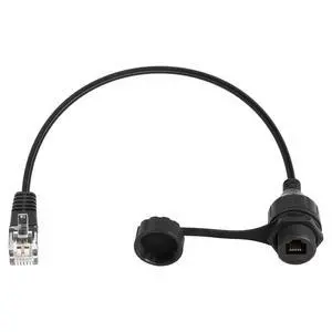 1FT Phone Cord RJ11 / RJ12 6P6C Male to Female Panel Mount Waterproof Extension Cable Compatible with Data and Voice 1FT Phone Cord RJ11 / RJ12 6P6C Male to Female Panel Mount Waterproof Extension Cable Compatible with Data and Voice