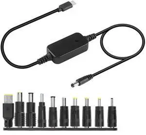 1.6FT USB C to DC PD Adapter Cable with 10 Connecor Tips,Type-C to DC Power Cable Output Adjustable Voltage 5V-9V-12V-15V-20V PD Fast Charging Cable 1.6FT USB C to DC PD Adapter Cable with 10 Connecor Tips,Type-C to DC Power Cable Output Adjustable Voltage 5V-9V-12V-15V-20V PD Fast Charging Cable