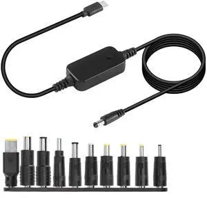 3.6FT USB C to DC PD Adapter Cable with 10 Connecor Tips,Type-C to DC Power Cable Output Adjustable Voltage 5V-9V-12V-15V-20V PD Fast Charging Cable 3.6FT USB C to DC PD Adapter Cable with 10 Connecor Tips,Type-C to DC Power Cable Output Adjustable Voltage 5V-9V-12V-15V-20V PD Fast Charging Cable