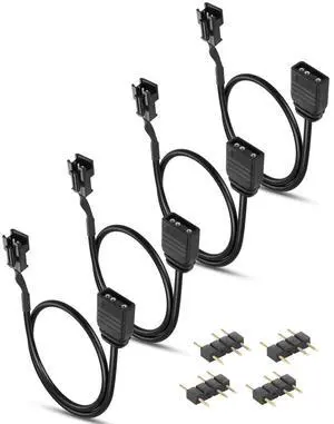 4Pack 5V 3Pin ARGB Extension Cable, 5V 3-Pin to SM 3Pin Male Connector Adapter Cable, 5V 3-Pin Addressable ARGB Extension Cable for ARGB LED Series - 11.8inches 4Pack 5V 3Pin ARGB Extension Cable, 5V 3-Pin to SM 3Pin Male Connector Adapter Cable, 5V 3-Pin Addressable ARGB Extension Cable for ARGB LED Series - 11.8inches