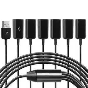 USB2.0 1 Male to 6 Female Splitter Y Cable USB Y Splitter Supports Data Transmission of U disks, Keyboards, and mice, and Power Supply for USB Devices Such as Low-Power Fans-1.65FT/50cm USB2.0 1 Male to 6 Female Splitter Y Cable USB Y Splitter Supports Data Transmission of U disks, Keyboards, and mice, and Power Supply for USB Devices Such as Low-Power Fans-1.65FT/50cm