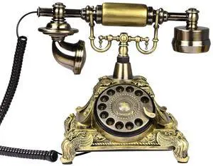 Rotary Antique Telephone,Resin Imitation Copper Retro Landline Turntable Telephone Decoration Home Office Telephone(Copper Color-117AS) Rotary Antique Telephone,Resin Imitation Copper Retro Landline Turntable Telephone Decoration Home Office Telephone(Copper Color-117AS)