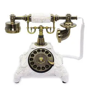 Rotary Antique Telephone,White Retro Landline Turntable Telephone Decoration Home Office Telephone(White-117CS) Rotary Antique Telephone,White Retro Landline Turntable Telephone Decoration Home Office Telephone(White-117CS)