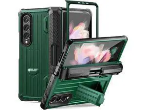 Case for Samsung Galaxy Z Fold 3 5G 2021, Military-Grade Full-Body Shockproof Rugged Bumper Case Cover with Built-in Screen Protector & Kickstand & S Pen Slot Army Green Case for Samsung Galaxy Z Fold 3 5G 2021, Military-Grade Full-Body Shockproof Rugged Bumper Case Cover with Built-in Screen Protector & Kickstand & S Pen Slot Army Green