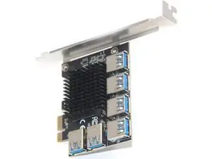 Aomoproing PCIe 1 to 6 Riser Card, Pcie Splitter 1 to 6 PCI Riser Card, 6 Risers into 1 PCI Card, PCIe Multiplier Risers 1X to External 6 PCI-e USB3.0 Adapter for ETH Miner GPU Crypto Bitcoin Aomoproing PCIe 1 to 6 Riser Card, Pcie Splitter 1 to 6 PCI Riser Card, 6 Risers into 1 PCI Card, PCIe Multiplier Risers 1X to External 6 PCI-e USB3.0 Adapter for ETH Miner GPU Crypto Bitcoin