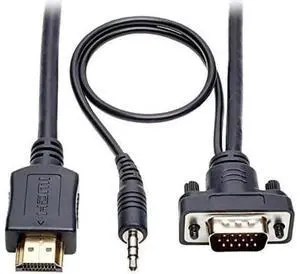 AOMOPROING HDMI to VGA + Audio Adapter Converter Cable Active Low Profile HD15 + 35mm MM 1080p 60Hz 6ft 6 P566006VGAA AOMOPROING HDMI to VGA + Audio Adapter Converter Cable Active Low Profile HD15 + 35mm MM 1080p 60Hz 6ft 6 P566006VGAA