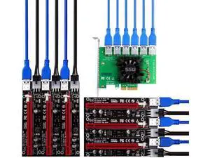 PCIE Riser PCI-E 1 to 6 Riser Card 103S Cabo Riser PCI Express x16 Extender 0.6M USB 3.0 Cable SATA to 6Pin Power for Video Card PCIE Riser PCI-E 1 to 6 Riser Card 103S Cabo Riser PCI Express x16 Extender 0.6M USB 3.0 Cable SATA to 6Pin Power for Video Card