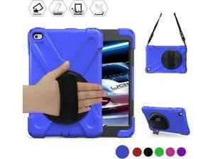 for iPad Mini 4 Case Three Layer Drop Protection Shockpoof Rugged Heavy Duty iPad Mini 4 Protective Case With a 360 Degree Swivel Stand Hand Strap and a Shoulder Strap for iPad Mini 4 Case Blue for iPad Mini 4 Case Three Layer Drop Protection Shockpoof Rugged Heavy Duty iPad Mini 4 Protective Case With a 360 Degree Swivel Stand Hand Strap and a Shoulder Strap for iPad Mini 4 Case Blue