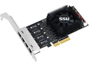2.5Gb Ethernet PCIE 4 Port Network Card Adapter 2.5Gbps PCI Express X4 RTL8125B Chip RJ45 2500Mbps LAN Card with Cooling Fan 2.5Gb Ethernet PCIE 4 Port Network Card Adapter 2.5Gbps PCI Express X4 RTL8125B Chip RJ45 2500Mbps LAN Card with Cooling Fan