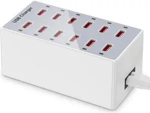USB Charger 12-Ports USB Charging Station for Multiple Devices USB Wall Charger Power Hub Strip Smart Plug Charging Dock Block for iPhone Xs/XR,iPad,iPod,Galaxy S9/S8,Laptops and Smart Phones 60W USB Charger 12-Ports USB Charging Station for Multiple Devices USB Wall Charger Power Hub Strip Smart Plug Charging Dock Block for iPhone Xs/XR,iPad,iPod,Galaxy S9/S8,Laptops and Smart Phones 60W