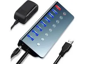 Powered USB Hub,LOBKIN 7-Port USB Hub 3.0 Powered | 1 Smart Charging Port | Multi USB Port Expander with Individual On/Off Switches and 5V/3A Power Adapter for Laptop,PC,Mac,MacBook Pro,PS4,TV Powered USB Hub,LOBKIN 7-Port USB Hub 3.0 Powered | 1 Smart Charging Port | Multi USB Port Expander with Individual On/Off Switches and 5V/3A Power Adapter for Laptop,PC,Mac,MacBook Pro,PS4,TV