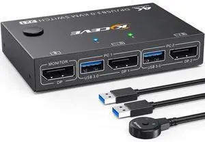 USB 3.0 KVM Switch Displayport 4K@144Hz, 2 Port Displayport KVM Switch for 2 PCs 1 Monitor 8K@30Hz, DP KVM Switch 2 in 1 Out for 2 PC Share 4 USB 3.0 Device Keyboard Mouse Monitor with Wired Remote USB 3.0 KVM Switch Displayport 4K@144Hz, 2 Port Displayport KVM Switch for 2 PCs 1 Monitor 8K@30Hz, DP KVM Switch 2 in 1 Out for 2 PC Share 4 USB 3.0 Device Keyboard Mouse Monitor with Wired Remote