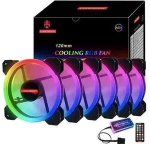 RGB Case Fans 6 Pack, PC Computer Case 120mm Fan RGB with RGB Controller, Reinforced Quiet Fan Blade Design, Adjustable Colorful Cooling Cooler RGB Case Fans 6 Pack, PC Computer Case 120mm Fan RGB with RGB Controller, Reinforced Quiet Fan Blade Design, Adjustable Colorful Cooling Cooler