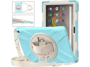 Amazon Kindle Fire HD 10 / Fire HD 10 Plus 11th Generation 2021 Case, Shockproof Rugged Drop Protection Cover with Pencil Holder and Rotating Kickstand Hand Strap / Shoulder Strap Blue Robin Amazon Kindle Fire HD 10 / Fire HD 10 Plus 11th Generation 2021 Case, Shockproof Rugged Drop Protection Cover with Pencil Holder and Rotating Kickstand Hand Strap / Shoulder Strap Blue Robin