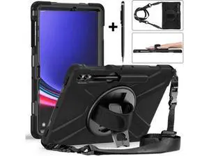 Protective Case for Samsung Galaxy Tab S9 Plus 2023 / S8 Plus 2022 / S7 FE 2021 / S7 Plus 2020 12.4 inch Tablet Shockproof Cover with 360 Degree Rotating Kickstand, Hand/Shoulder Strap Black Protective Case for Samsung Galaxy Tab S9 Plus 2023 / S8 Plus 2022 / S7 FE 2021 / S7 Plus 2020 12.4 inch Tablet Shockproof Cover with 360 Degree Rotating Kickstand, Hand/Shoulder Strap Black