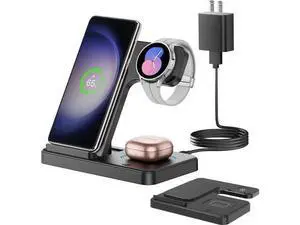 3 in 1 Wireless Charger Stand for Samsung, CIYOYO Fast Phone Charging Station for Galaxy Watch5 Pro/4/3/Active2/1, S24 Ultra/S24 Plus/S23/S22/S21/S20/Note 20, Z Fold/Flip Series, Android, Buds2 Pro 3 in 1 Wireless Charger Stand for Samsung, CIYOYO Fast Phone Charging Station for Galaxy Watch5 Pro/4/3/Active2/1, S24 Ultra/S24 Plus/S23/S22/S21/S20/Note 20, Z Fold/Flip Series, Android, Buds2 Pro