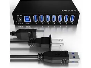 7 Ports USB Hub 3.0 Powered USB Hub Spllitter - High-Speed Data Transfer - Aluminium Alloy, with Power Adapter 12V/3A/36W, HDD, USB Flash Drive, Laptop, Mouse, Console 7 Ports USB Hub 3.0 Powered USB Hub Spllitter - High-Speed Data Transfer - Aluminium Alloy, with Power Adapter 12V/3A/36W, HDD, USB Flash Drive, Laptop, Mouse, Console