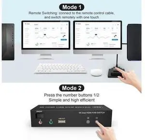 AUTYUE Dual Monitor KVM Switch HDMI 2 Port, 4K@60Hz Extended Display HDMI KVM Switch 2 Monitors 2 Computers with Audio Microphone Output and 3 USB Ports, PC Monitor Keyboard Mouse Switcher AUTYUE Dual Monitor KVM Switch HDMI 2 Port, 4K@60Hz Extended Display HDMI KVM Switch 2 Monitors 2 Computers with Audio Microphone Output and 3 USB Ports, PC Monitor Keyboard Mouse Switcher