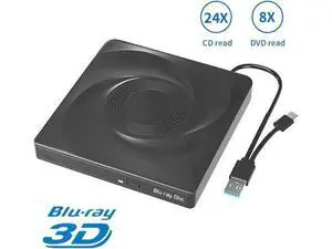 External Blu-ray Drive, USB 3.0 and Type-C External Blu-Ray Burner Slim 3D Optical Blu-Ray DVD CD Drive Compatible with Windows XP/7/8/10 MacOS for Laptop Desktop External Blu-ray Drive, USB 3.0 and Type-C External Blu-Ray Burner Slim 3D Optical Blu-Ray DVD CD Drive Compatible with Windows XP/7/8/10 MacOS for Laptop Desktop