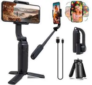 Gimbal Stabilizer for Smartphone Vimble One Anti-Shake Foldable Gimbal Handheld Selfie Stick Tripod for iPhone Android with 18cm Extensional Stick, Vlog YouTube Live Video TikTok Gimbal Stabilizer for Smartphone Vimble One Anti-Shake Foldable Gimbal Handheld Selfie Stick Tripod for iPhone Android with 18cm Extensional Stick, Vlog YouTube Live Video TikTok