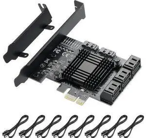 Aomoproing PCIE 1X SATA Card 8 Ports,with 8 SATA Cables and Low Profile Bracket,PCIE to SATA 3.0 6 Gbps Controller,PCIE to SATA Expansion Card,SATA Controller,SATA PCIE Card,ASM1064+JMB575 Chips Aomoproing PCIE 1X SATA Card 8 Ports,with 8 SATA Cables and Low Profile Bracket,PCIE to SATA 3.0 6 Gbps Controller,PCIE to SATA Expansion Card,SATA Controller,SATA PCIE Card,ASM1064+JMB575 Chips