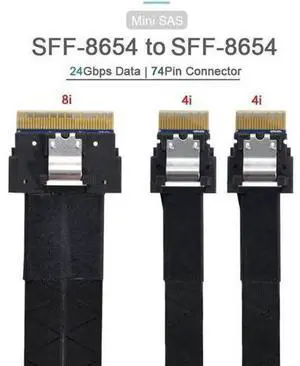 Aomoproing SFF-8654 8i 74Pin Male to Dual SFF-8654 4i 38Pin Male PCI-E Ultraport Slimline SAS Slim 4.0 Cable 40cm PCI-Express Aomoproing SFF-8654 8i 74Pin Male to Dual SFF-8654 4i 38Pin Male PCI-E Ultraport Slimline SAS Slim 4.0 Cable 40cm PCI-Express