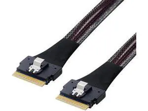 Aomoproing SAS 4.0 SFF-8654 8i 74pin Host to SFF-8654 Slim SAS Target Cable 50cm PCI-E Slim Line Aomoproing SAS 4.0 SFF-8654 8i 74pin Host to SFF-8654 Slim SAS Target Cable 50cm PCI-E Slim Line