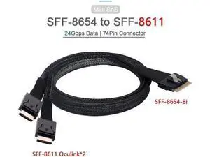 Aomoproing PCI-E Dual Oculink Slim 4.0 SFF-8654 8i 74pin to SFF-8611 Ultraport Slimline SAS 0.5M Aomoproing PCI-E Dual Oculink Slim 4.0 SFF-8654 8i 74pin to SFF-8611 Ultraport Slimline SAS 0.5M