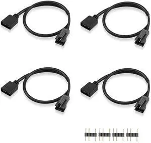 RGB Extension Cable, 3-Pin to SM 3Pin Male ARGB Connector Adapter, 5V Addressable Extension Cable for Fan, PC LED Strip 0.98FT RGB Extension Cable, 3-Pin to SM 3Pin Male ARGB Connector Adapter, 5V Addressable Extension Cable for Fan, PC LED Strip 0.98FT