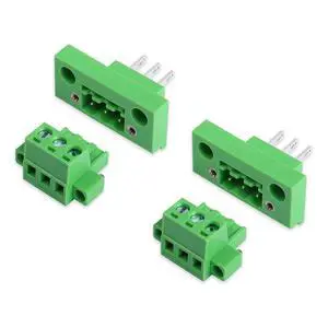 2 Sets 3 Pin 5.08 mm Terminal, 3-Pin Pluggable Screw Terminal Block Connectors, 3P Through-wall Terminal Connectors 2EDGWB+2EDGKM with Screw Lock Plate Fixed 2 Sets 3 Pin 5.08 mm Terminal, 3-Pin Pluggable Screw Terminal Block Connectors, 3P Through-wall Terminal Connectors 2EDGWB+2EDGKM with Screw Lock Plate Fixed