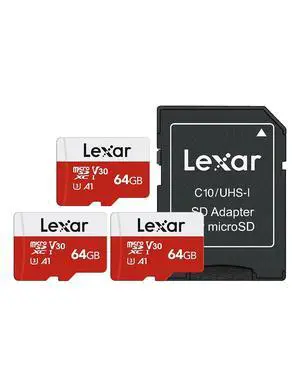 E-Series 64GB Micro SD Card 3 Pack, microSDXC UHS-I Flash Memory Card with Adapter, 100MB/s, C10, U3, A1, V30, Full HD, 4K UHD, High Speed TF Card E-Series 64GB Micro SD Card 3 Pack, microSDXC UHS-I Flash Memory Card with Adapter, 100MB/s, C10, U3, A1, V30, Full HD, 4K UHD, High Speed TF Card