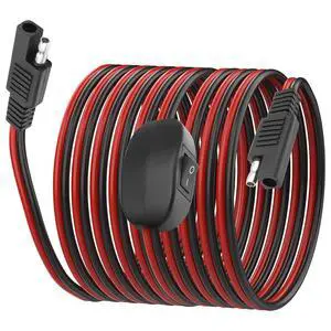 SAE Extension Cable with ON/Off Switch 14AWG Solar Power Cable Wire Harness Quick Connect Wire 12V-24V SAE Connector for Solar Panel RV Motorcycle Camp Trailer - 2.5M/8.2FT SAE Extension Cable with ON/Off Switch 14AWG Solar Power Cable Wire Harness Quick Connect Wire 12V-24V SAE Connector for Solar Panel RV Motorcycle Camp Trailer - 2.5M/8.2FT