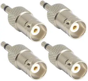 3.5mm Mono to BNC Adapter, BNC Female Jack to 1/8" TS Male Plug Nickel-Pated Bidirection Connector for CCTV DVR Camera and More (4 Pack) 3.5mm Mono to BNC Adapter, BNC Female Jack to 1/8" TS Male Plug Nickel-Pated Bidirection Connector for CCTV DVR Camera and More (4 Pack)