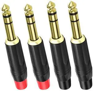 6.35mm 1/4" Audio Plugs Connector 1/4 inch TRS Stereo Connector Microphone Solder Type DIY Audio Mic Plug Adapter for DJ Mixer Speaker Guitar Microphone Cable - 4 Pack 6.35mm 1/4" Audio Plugs Connector 1/4 inch TRS Stereo Connector Microphone Solder Type DIY Audio Mic Plug Adapter for DJ Mixer Speaker Guitar Microphone Cable - 4 Pack