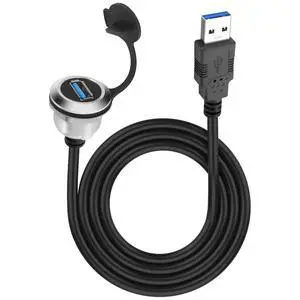 USB 3.0 Panel Flush Mount Cable 5Gbps USB Type-A Male to USB Type-A Female Threaded Fixed Panel Mount Extension Cable USB A Port Charging Socket Connector for Data Transfer - 1M/3.2FT (Round) USB 3.0 Panel Flush Mount Cable 5Gbps USB Type-A Male to USB Type-A Female Threaded Fixed Panel Mount Extension Cable USB A Port Charging Socket Connector for Data Transfer - 1M/3.2FT (Round)