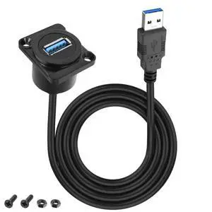 D-Type USB Panel Mount to USB 3.0 Adapter Cable 5Gbps USB Type-A Male to Type-A Female Panel Mount Extension Cable USB A Port Charging Socket Connector for Data Transfer - 1M/3.2FT (D-Type) D-Type USB Panel Mount to USB 3.0 Adapter Cable 5Gbps USB Type-A Male to Type-A Female Panel Mount Extension Cable USB A Port Charging Socket Connector for Data Transfer - 1M/3.2FT (D-Type)